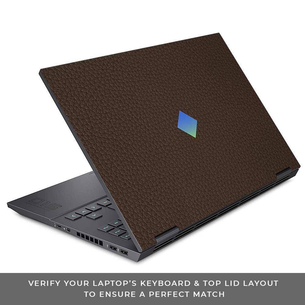 Textured Brown Leather HP Omen 15 Laptop Skin