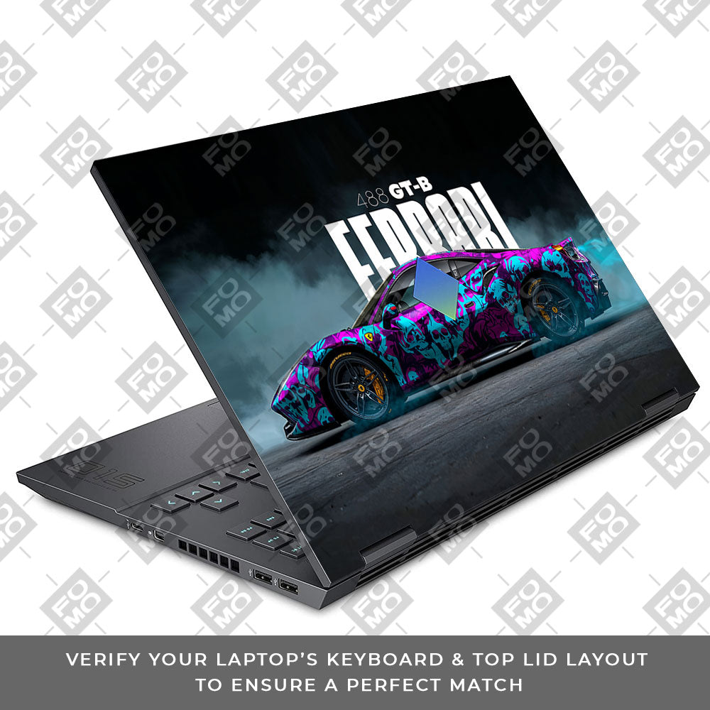 Psycho Drive Ferrari 488 HP Omen 15 Laptop Skin