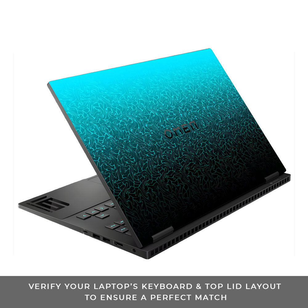 Cyan Blue to Black Gradient HP Omen Gaming 16 Laptop Skin