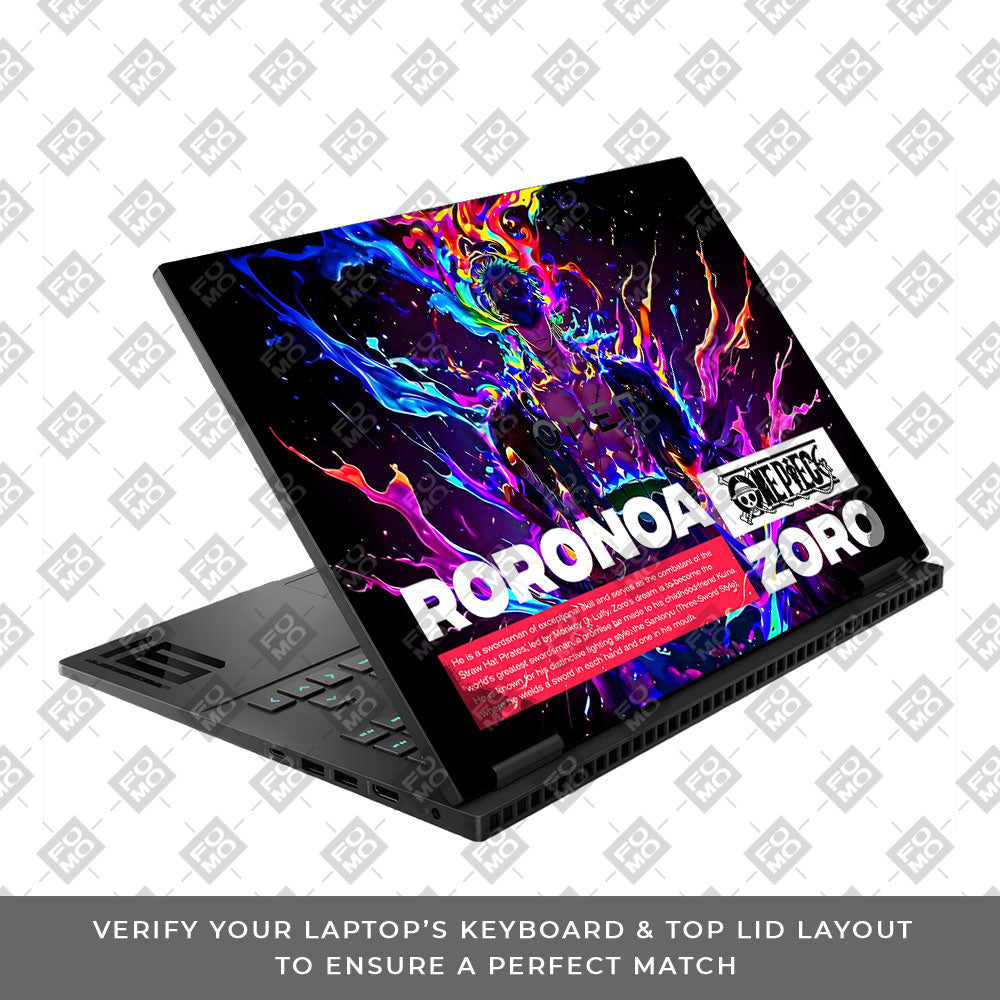 Zoro with Neon Flames HP Omen Gaming 16 Laptop Skin