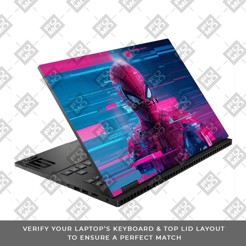 Glitch Spider Neon Web HP Omen Gaming 16 Laptop Skin