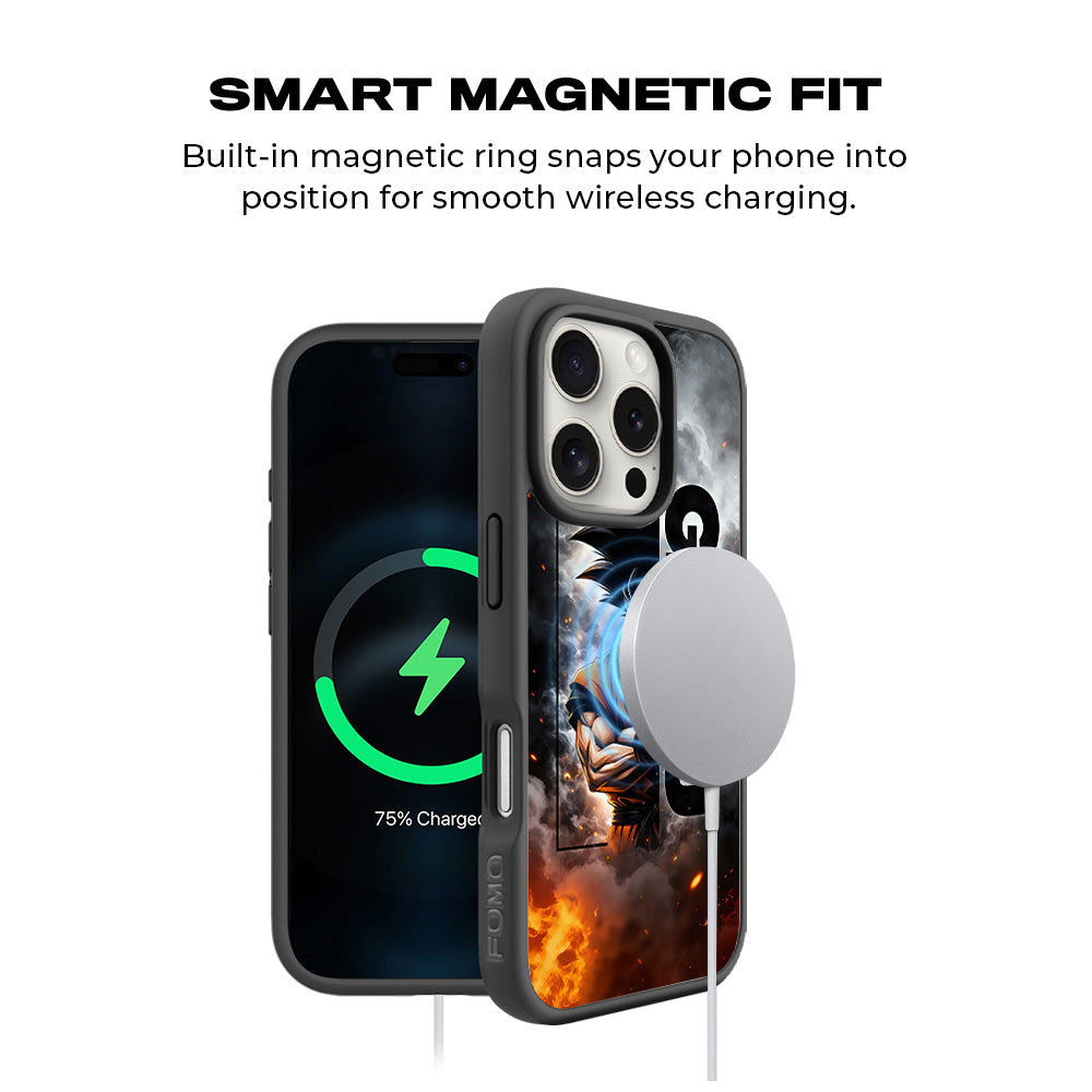 Goku Power Mode Anime 3D Skin with Shockguard Armour Magsafe Case for Apple iPhone 16 Pro