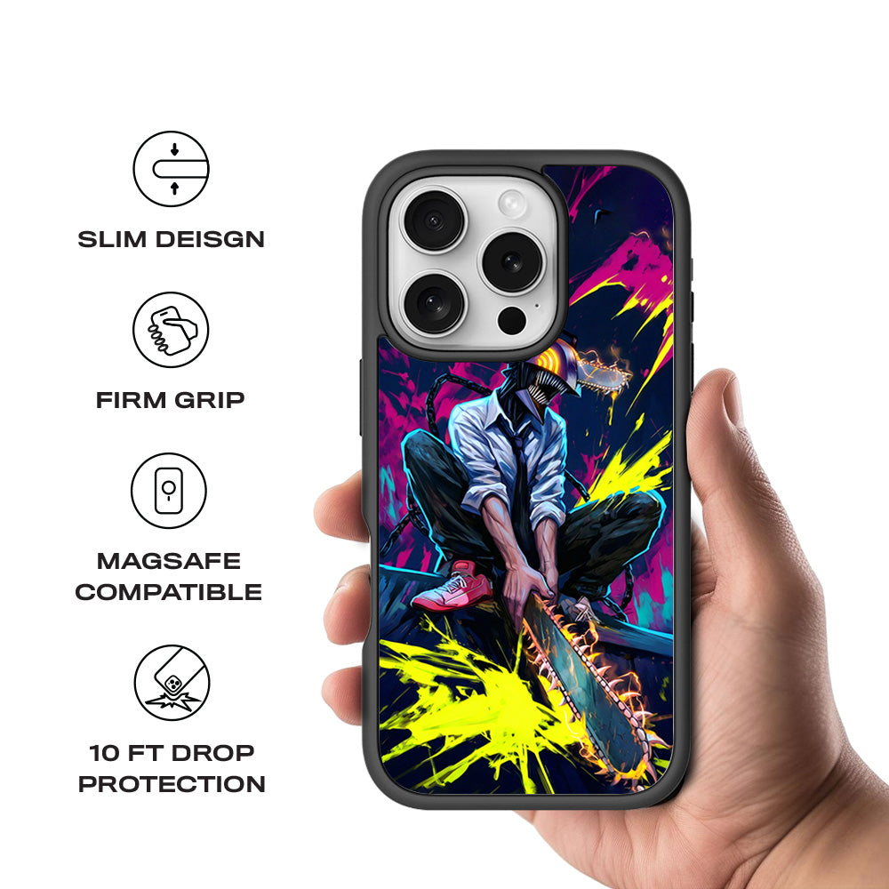 Chainsaw Man Denji 3D Skin with Shockguard Armour Magsafe Case for Apple iPhone 16 Pro