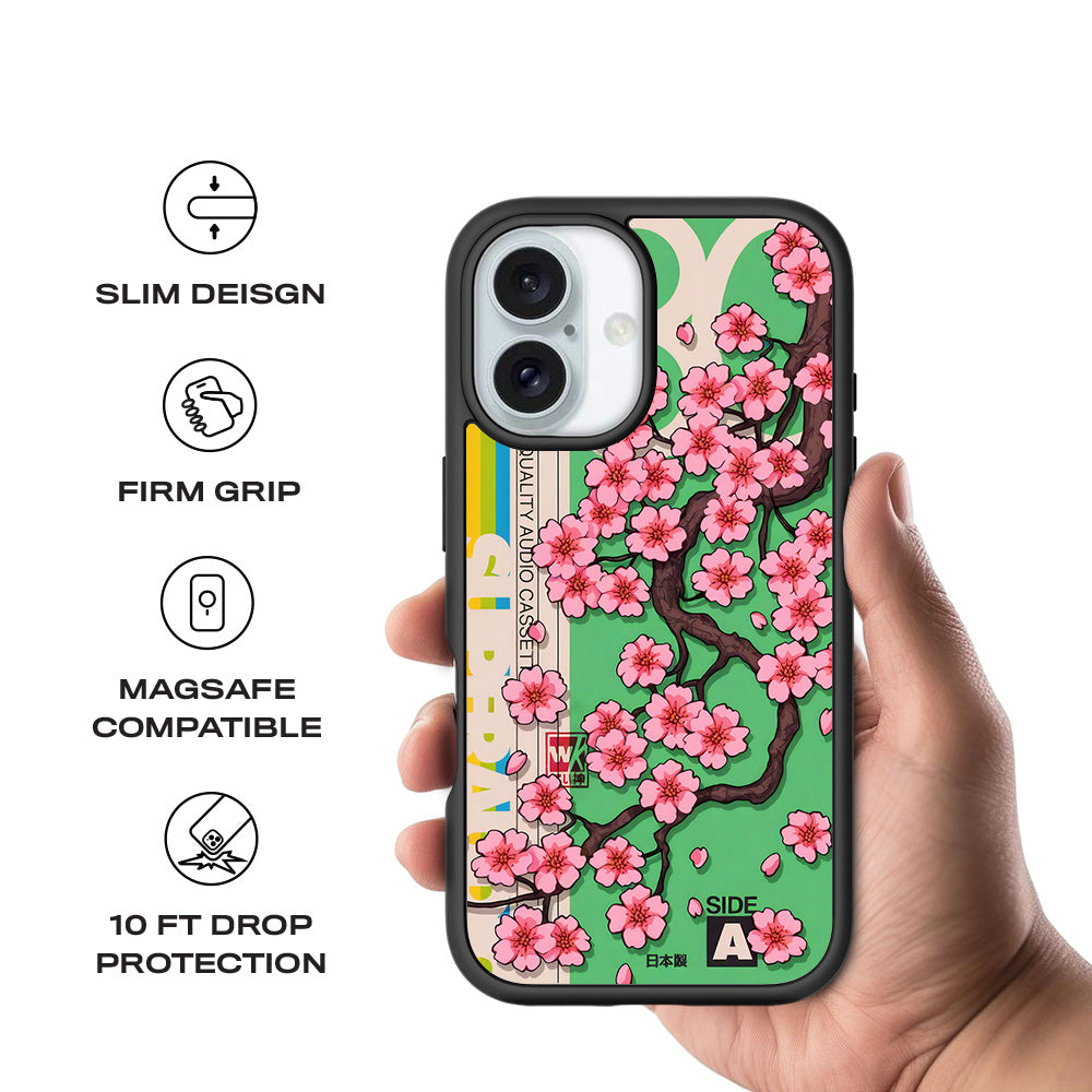 Retro Sakura Blossom Skin with Shockguard Armour Magsafe Case for Apple iPhone 16 Plus