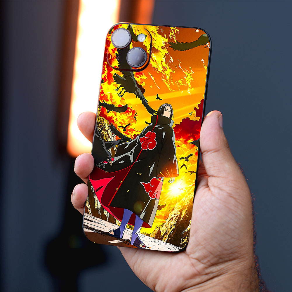 Itachi Uchiha Walking in Flames with Crows Anime Mobile Skins