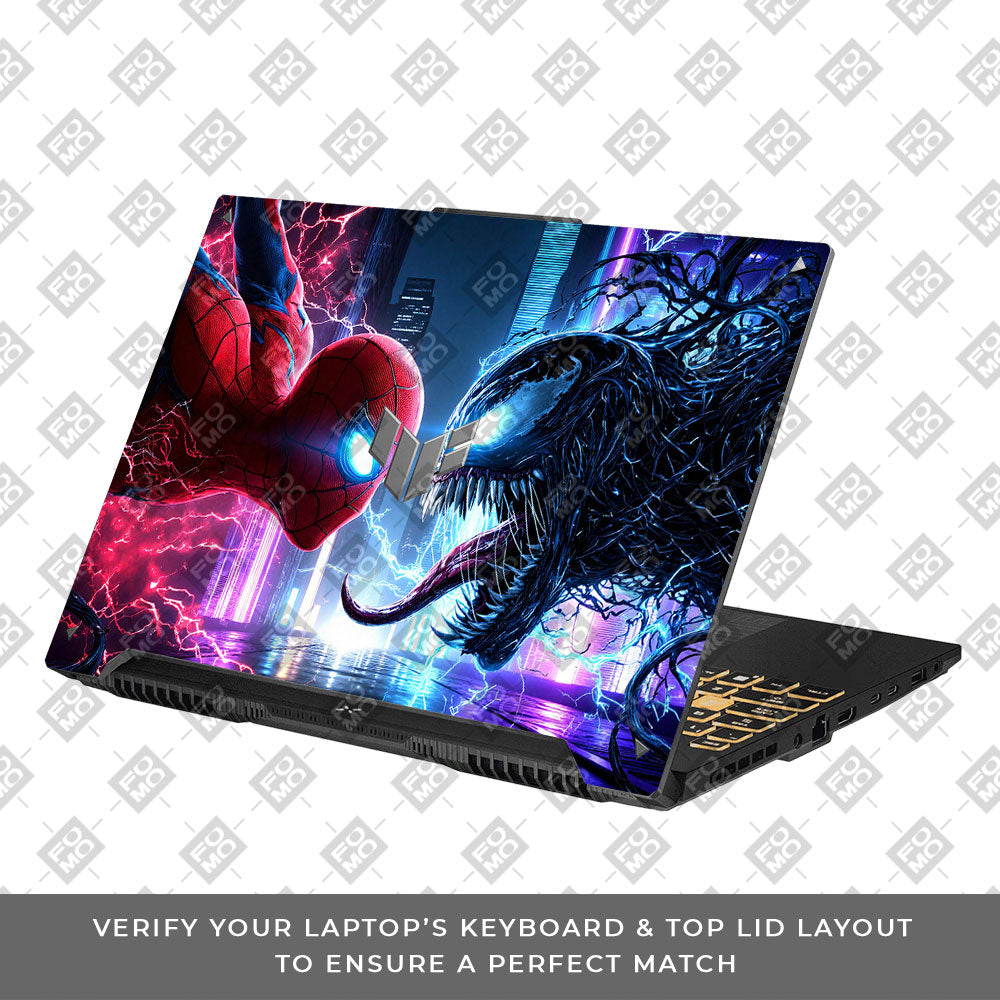 Spiderman vs Venom Showdown Asus TUF Gaming F16 and TUF Gaming A16 Laptop Skin