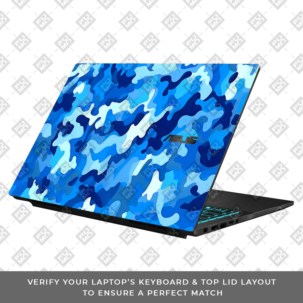 Arctic Blue Camo Pattern Asus Gaming V16 V3607 Laptop Skin