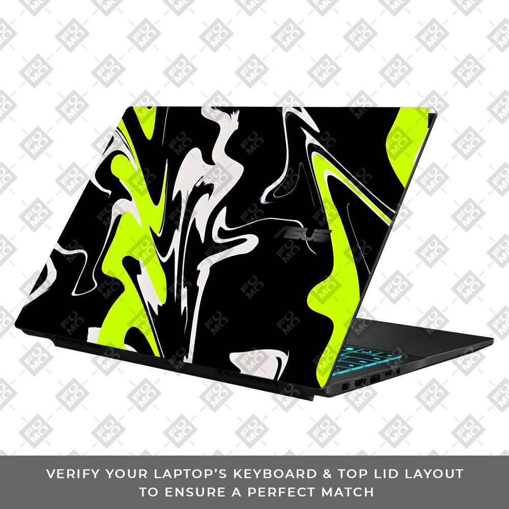 Neon Green and Black Patterns Asus Gaming V16 V3607 Laptop Skin