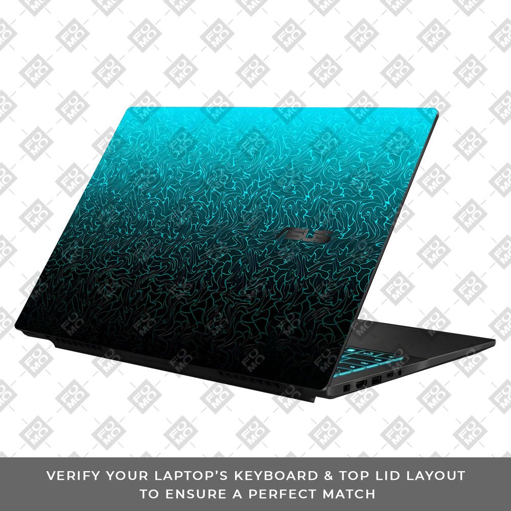 Cyan Blue to Black Asus Gaming V16 V3607 Laptop Skin