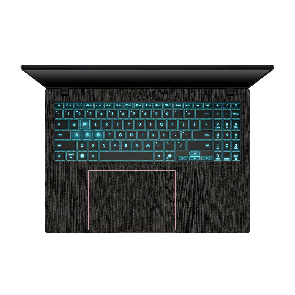 Textured Black Wood Asus Gaming V16 V3607 Laptop Skin