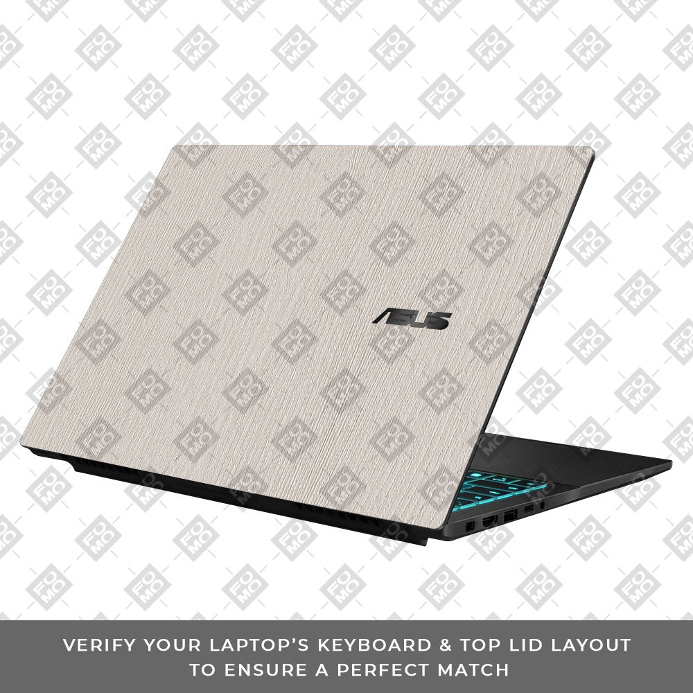 Textured White Wood Asus Gaming V16 V3607 Laptop Skin
