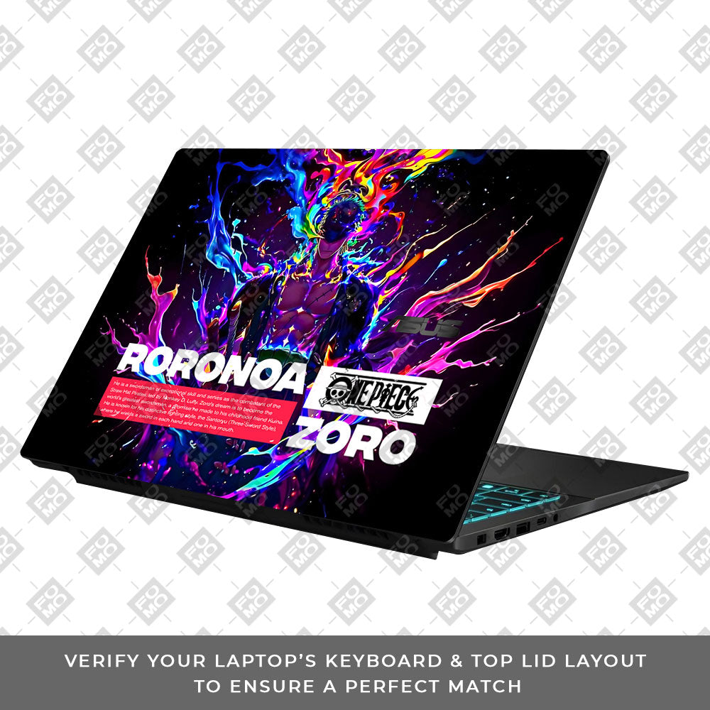 Zoro with Neon Flames Asus Gaming V16 V3607 Laptop Skin
