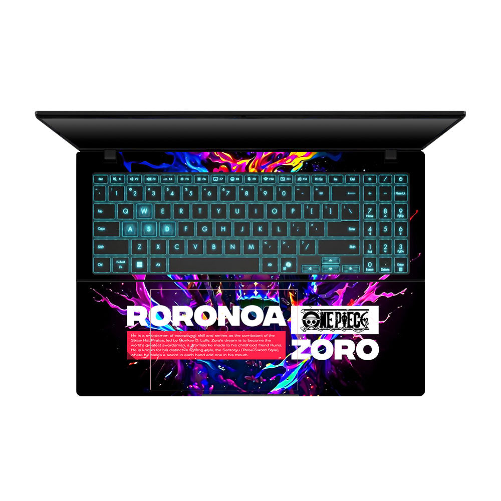 Zoro with Neon Flames Asus Gaming V16 V3607 Laptop Skin