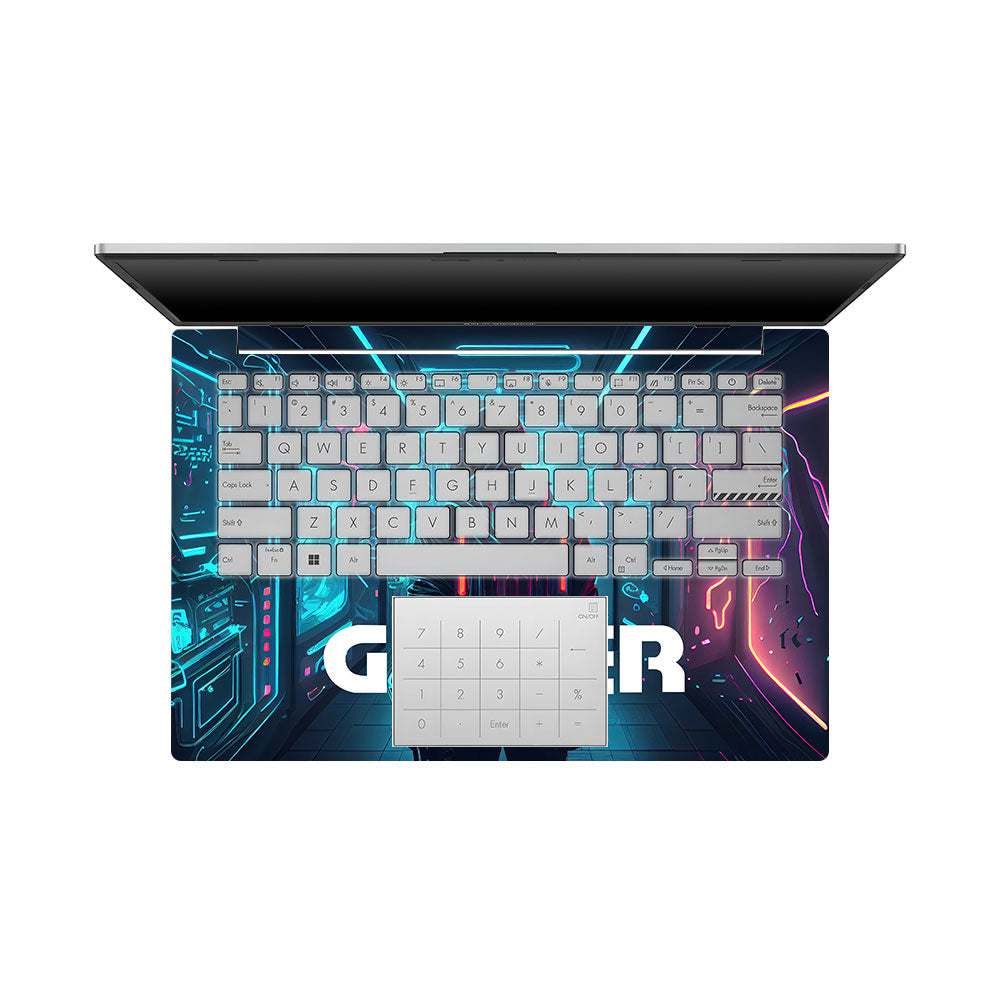 Gamer in Glowing Background Gaming Asus Vivobook Go 14 E1404 Laptop Skin
