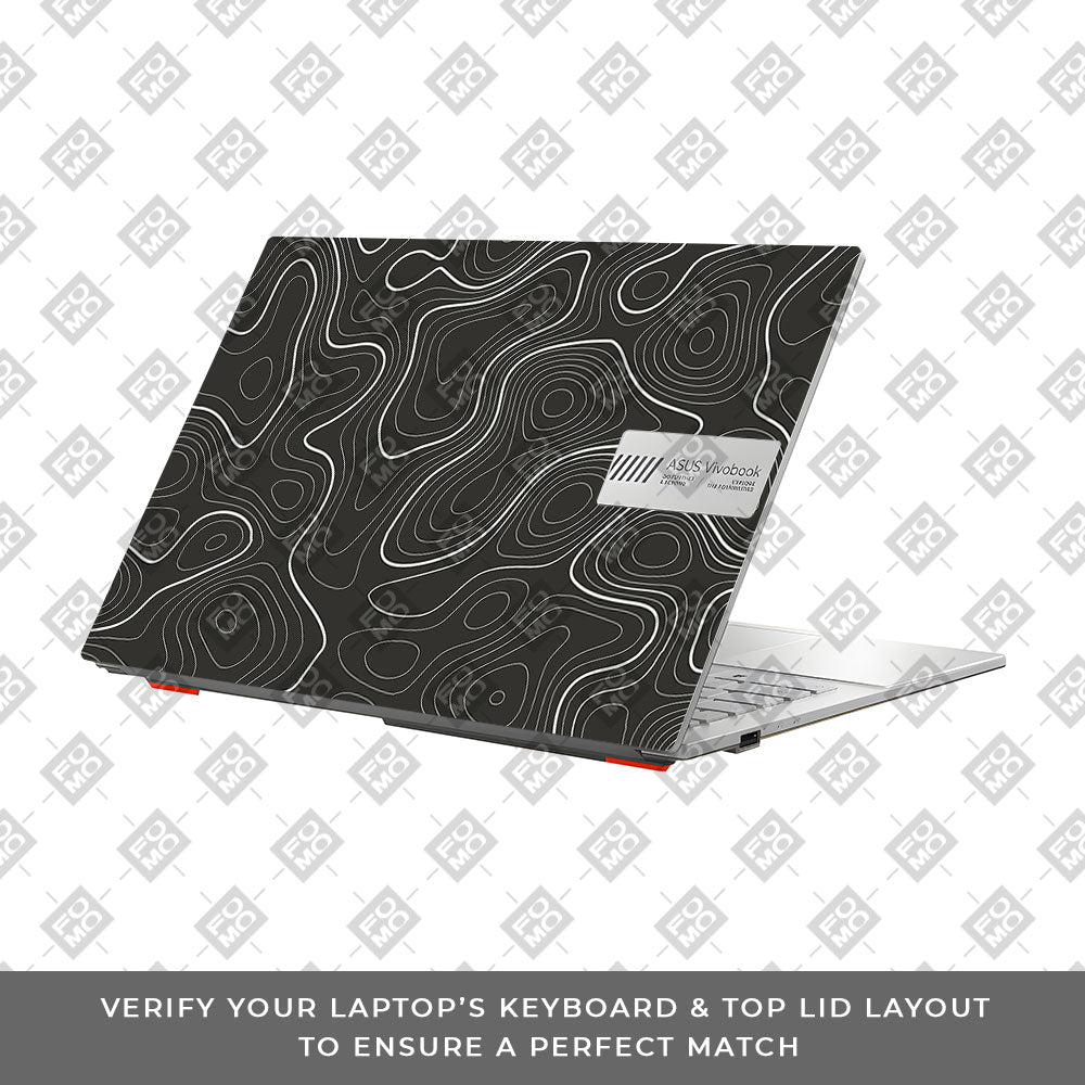 Grayscale Topographic Lines Asus Vivobook Go 14 E1404 Laptop Skin