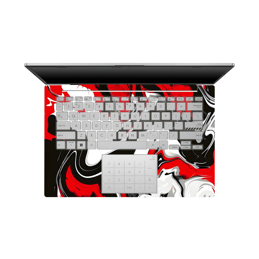 Red and White Marble Asus Vivobook Go 14 E1404 Laptop Skin