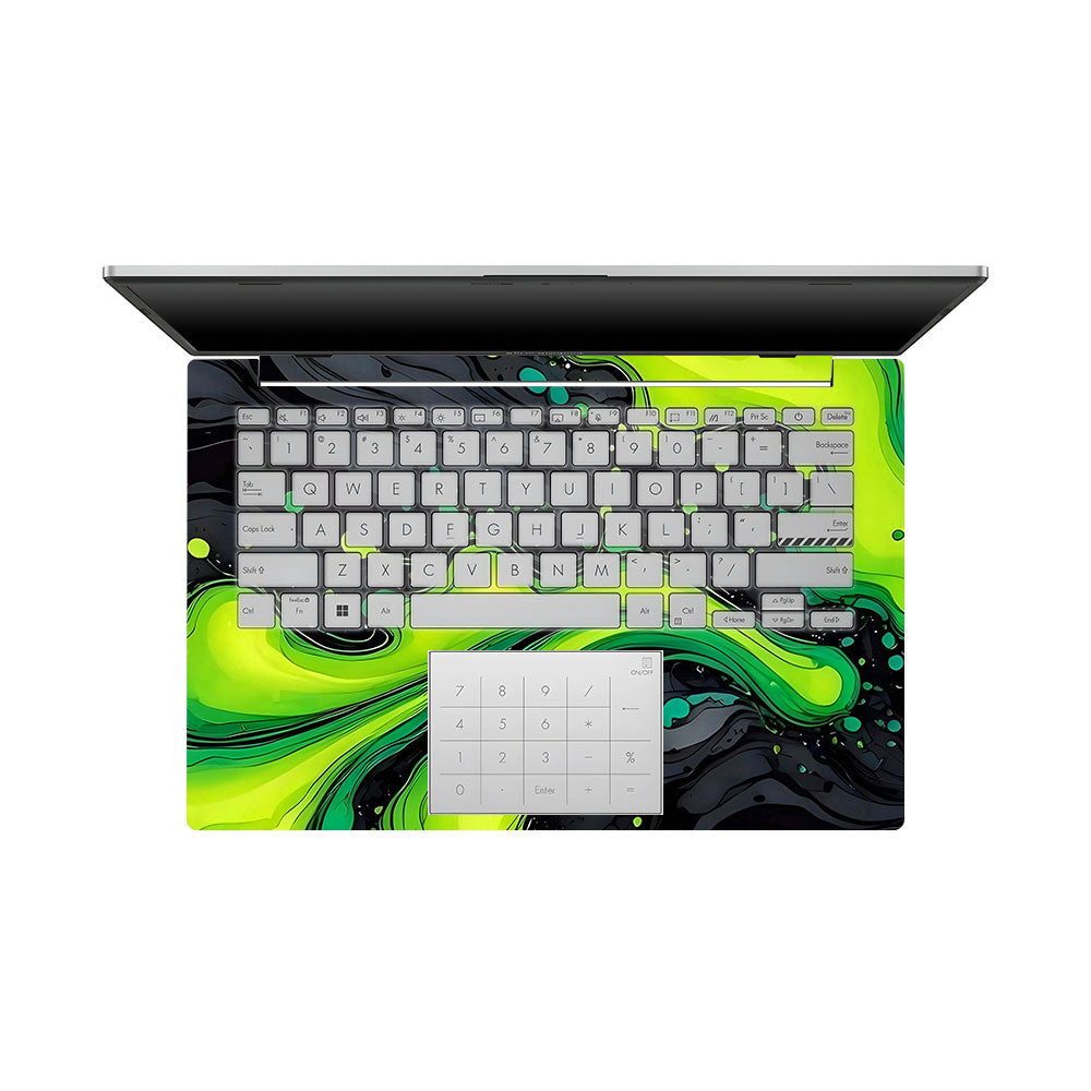 Neon Green Paint Swirls Asus Vivobook Go 14 E1404 Laptop Skin