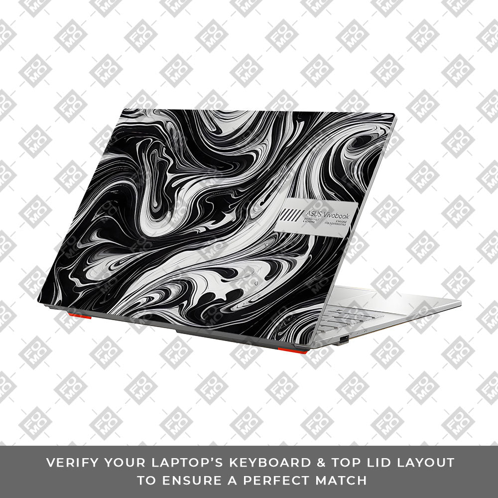 Black and White Marble Asus Vivobook Go 14 E1404 Laptop Skin