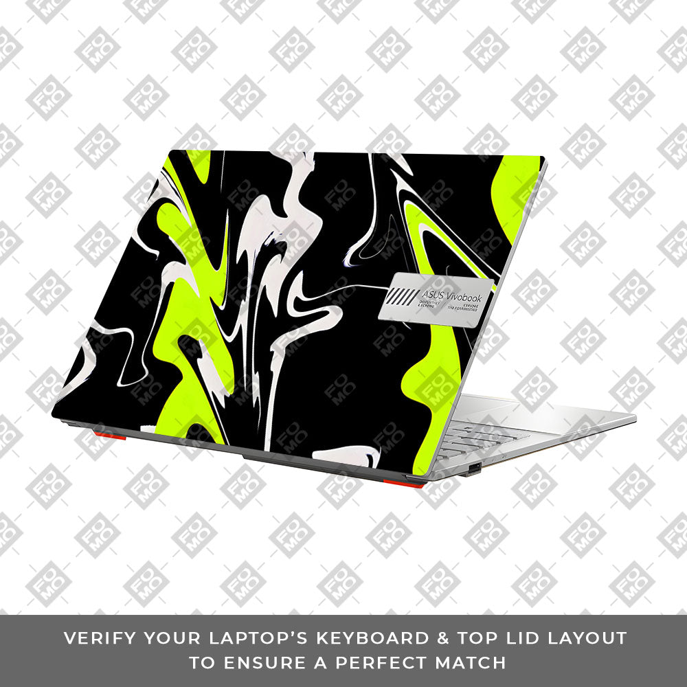 Neon Green and Black Patterns Asus Vivobook Go 14 E1404 Laptop Skin