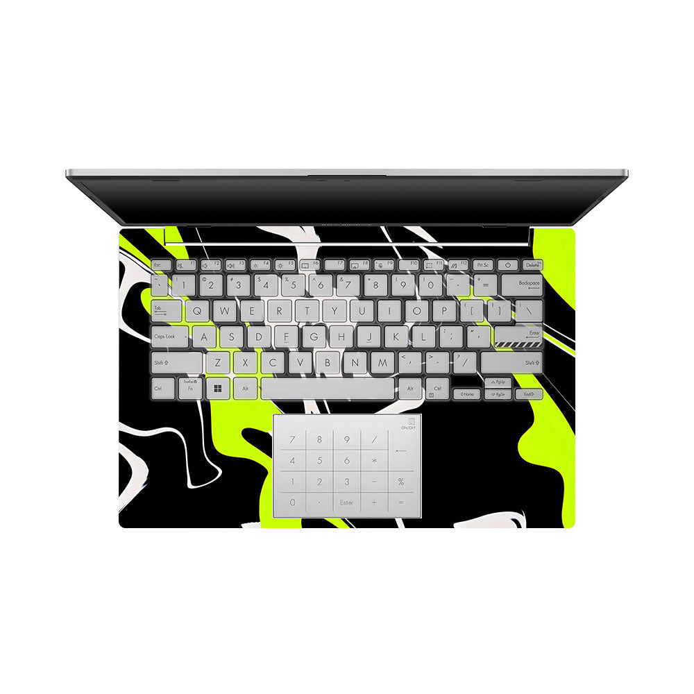 Neon Green and Black Patterns Asus Vivobook Go 14 E1404 Laptop Skin
