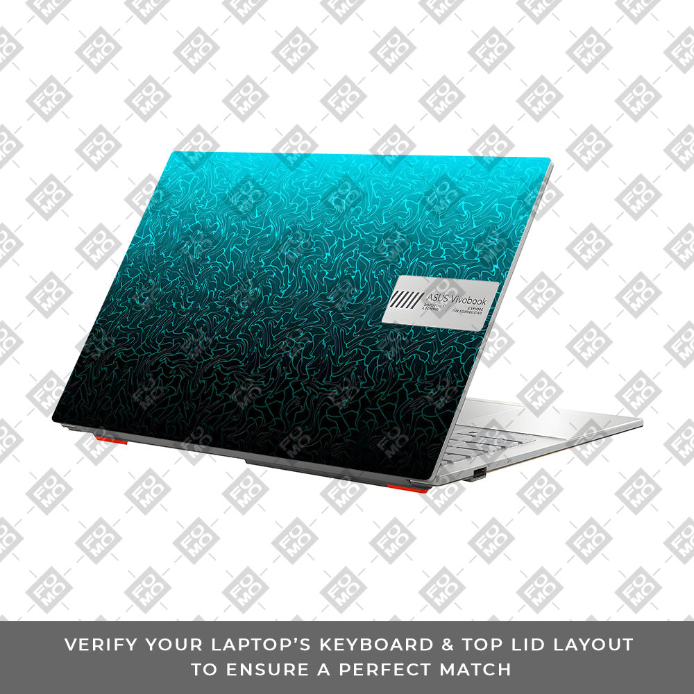 Cyan Blue to Black Asus Vivobook Go 14 E1404 Laptop Skin