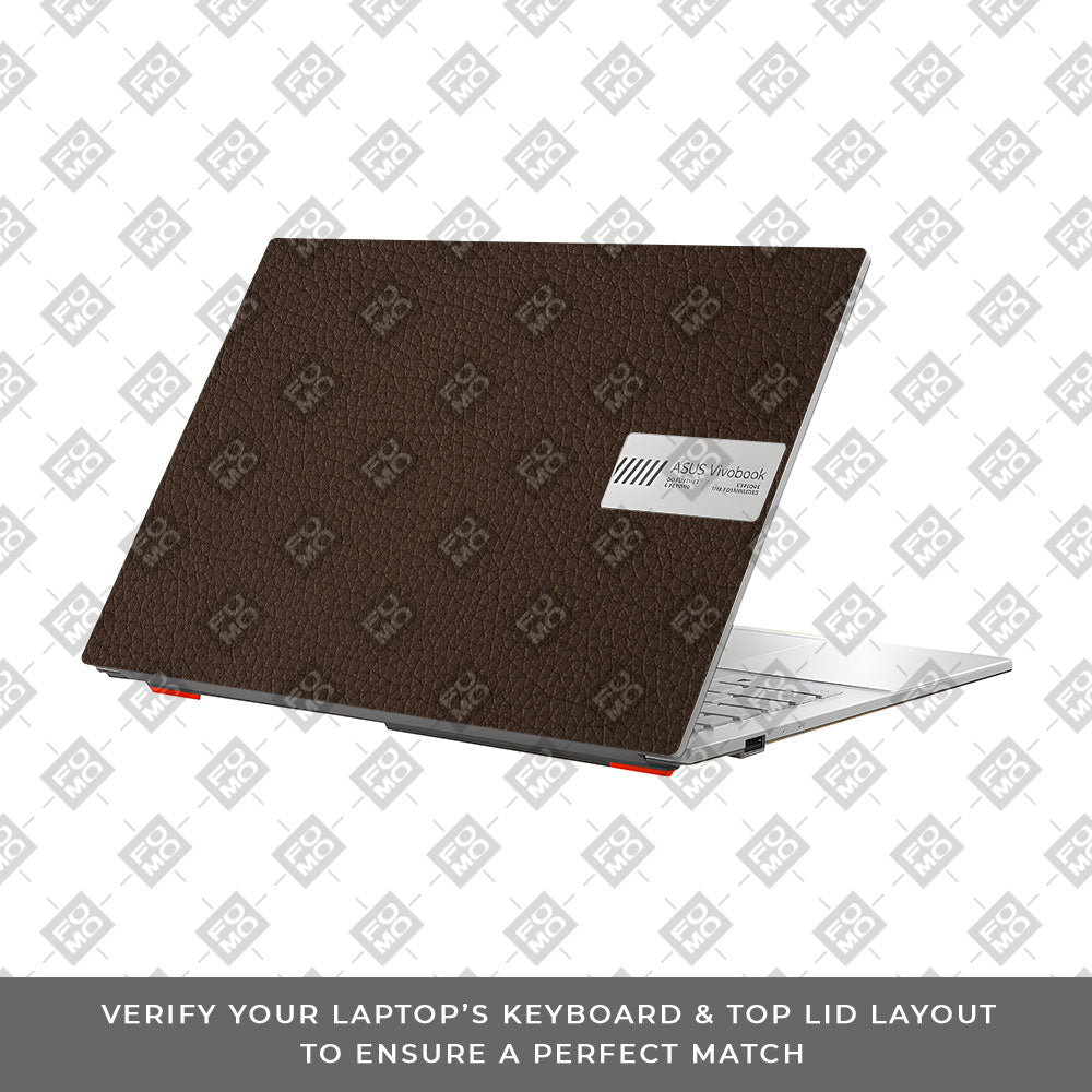 Textured Brown Leather Asus Vivobook Go 14 E1404 Laptop Skin