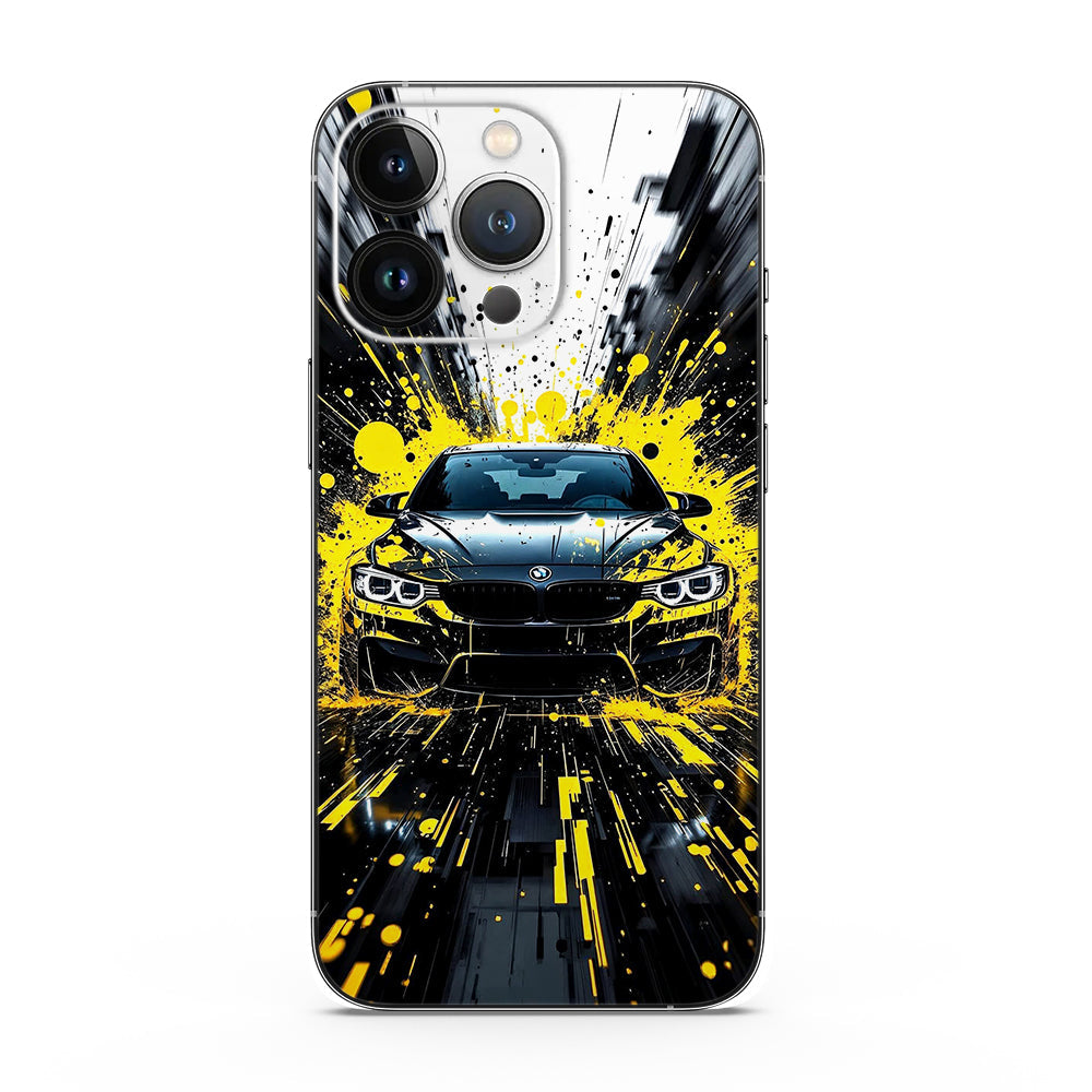Fomo Store Mobile Skins Cars & Bikes BMW M4 Black Thunder with Yellow Strike