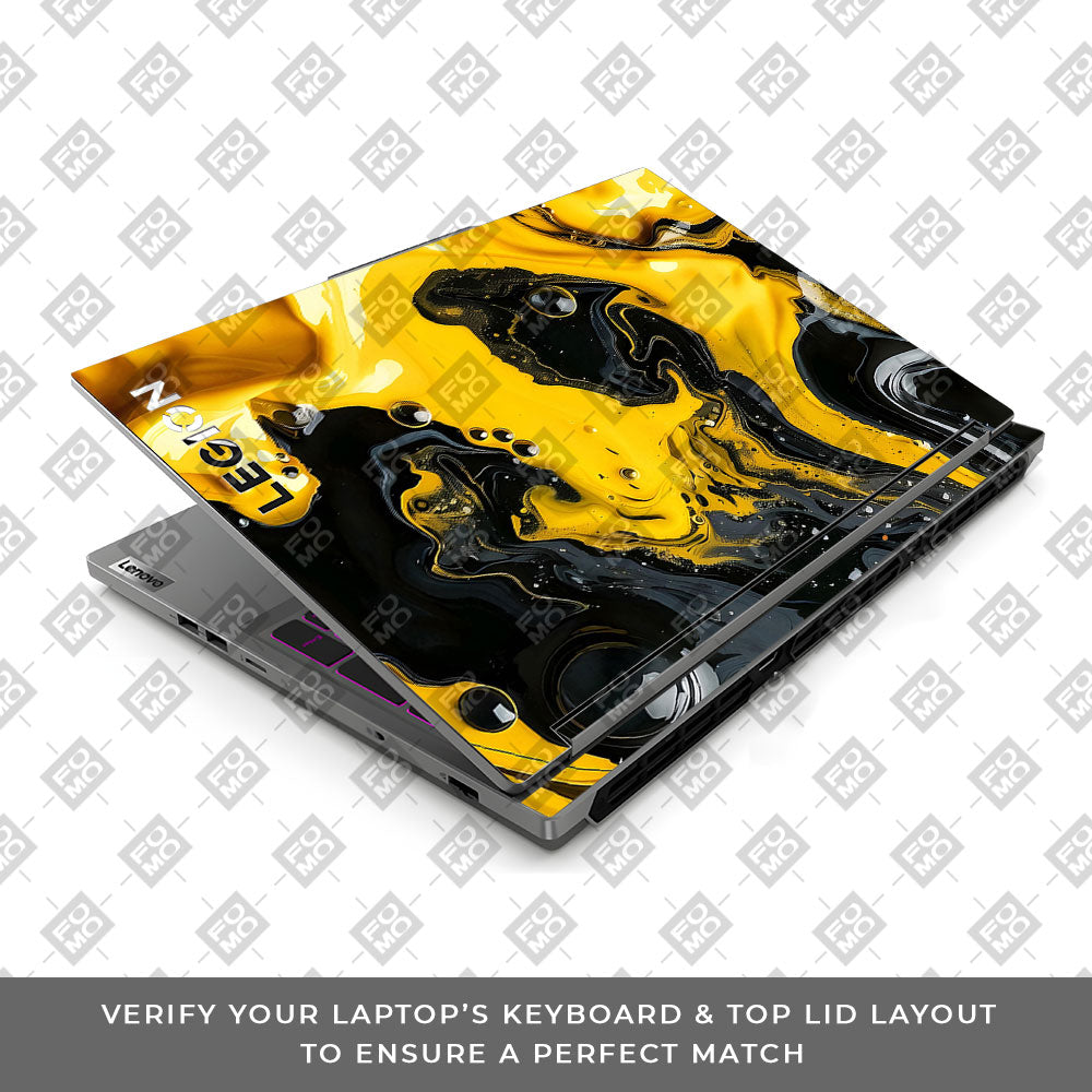 Yellow and Black Paint Swirls Lenovo Legion 5 16IRX9 Laptop Skin