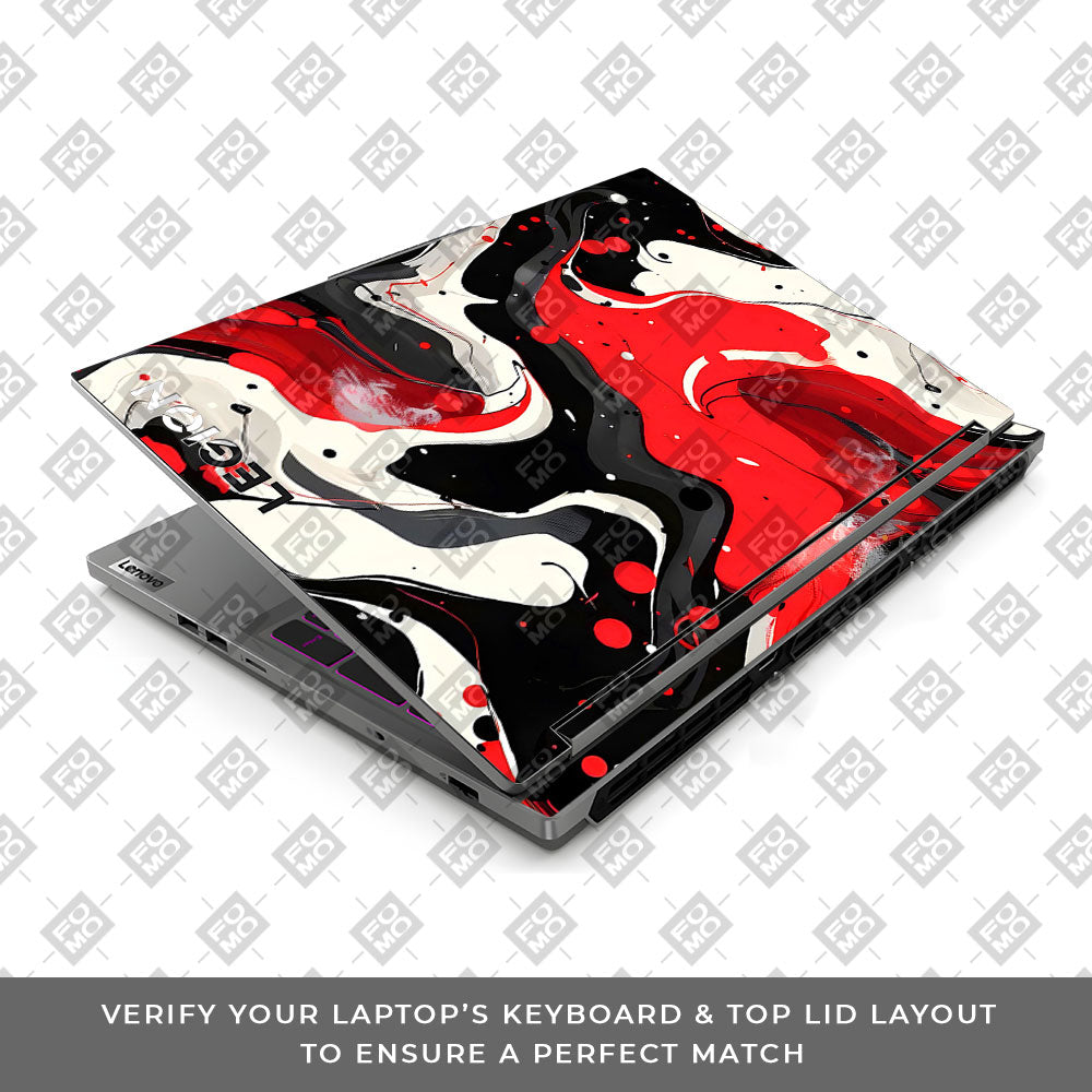 Red and White Paint Swirls Lenovo Legion 5 16IRX9 Laptop Skin