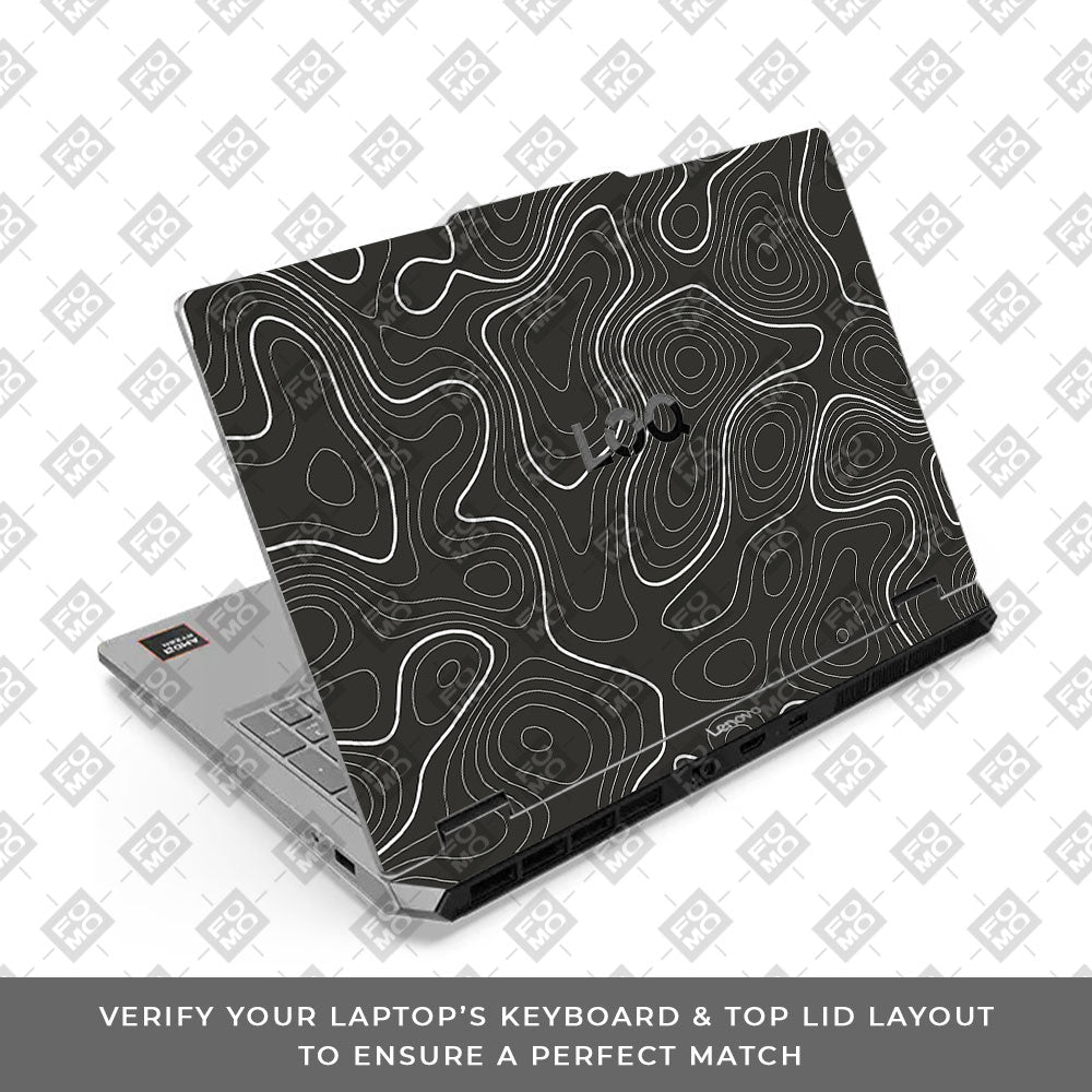 Lenovo LOQ Essential 15ARP11 Grayscale Topographic Lines Laptop Skin