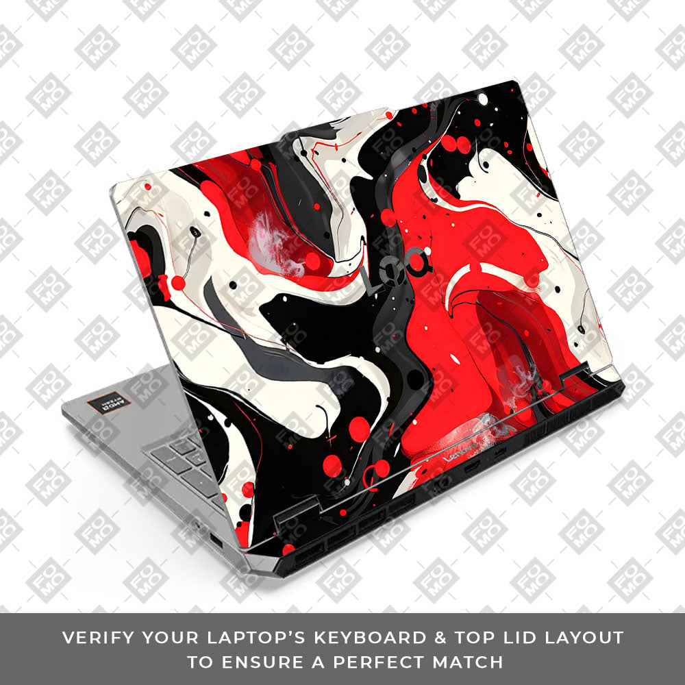Lenovo LOQ Essential 15ARP11 Red and White Paint Swirls Laptop Skin