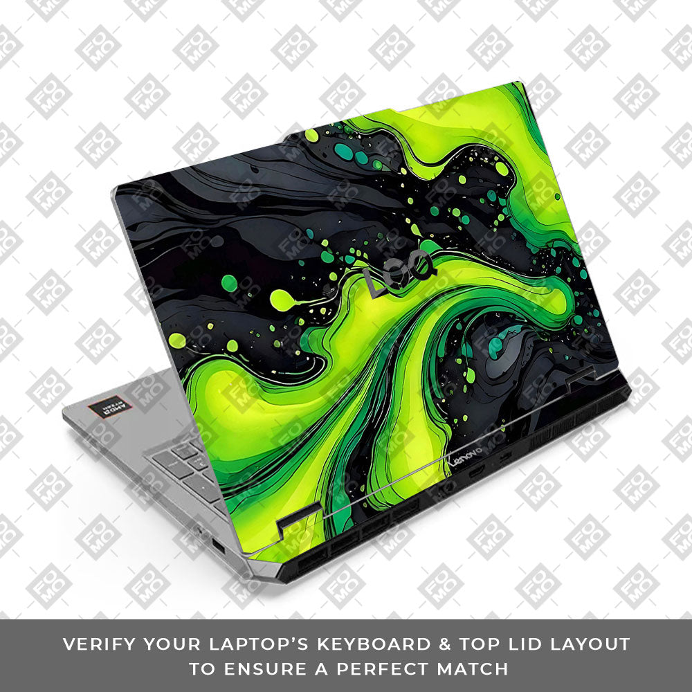 Lenovo LOQ Essential 15ARP11 Neon Green Paint Swirls Laptop Skin