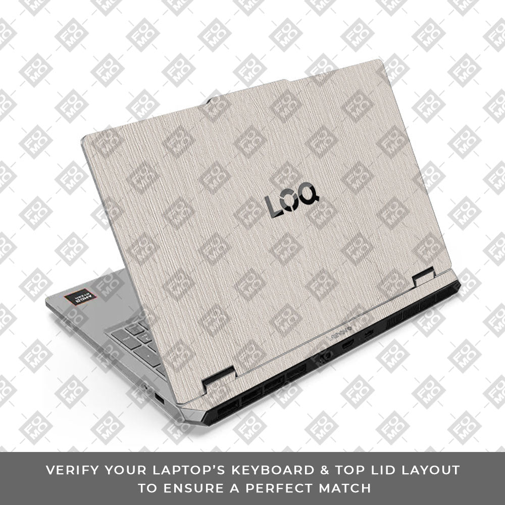 Lenovo LOQ Essential 15ARP11 Textured White Wood Laptop Skin