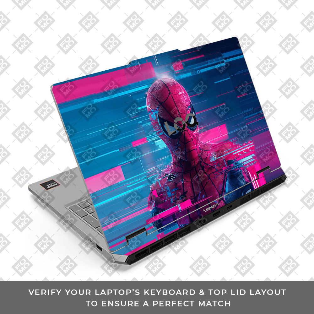 Lenovo LOQ Essential 15ARP11 Glitch Spider Neon Web Laptop Skin