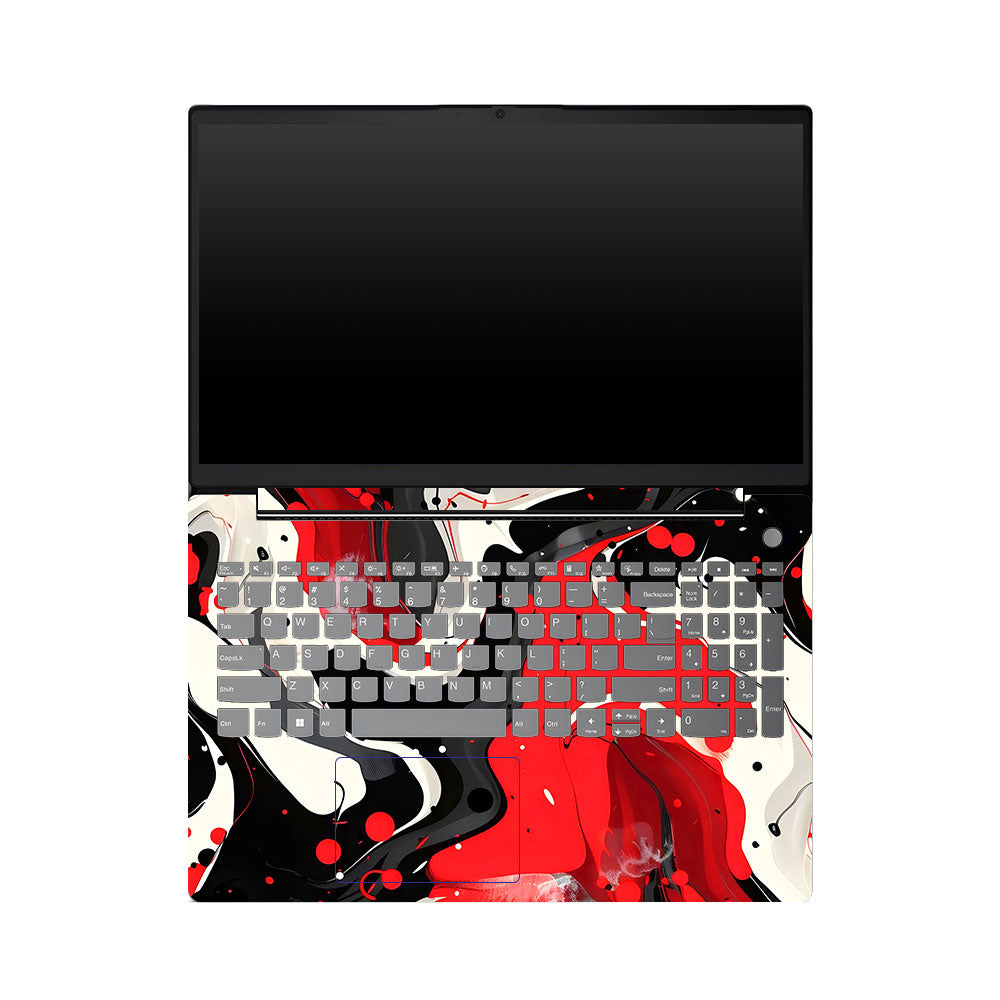 Lenovo V15 G4 Red and White Paint Swirls Laptop Skin