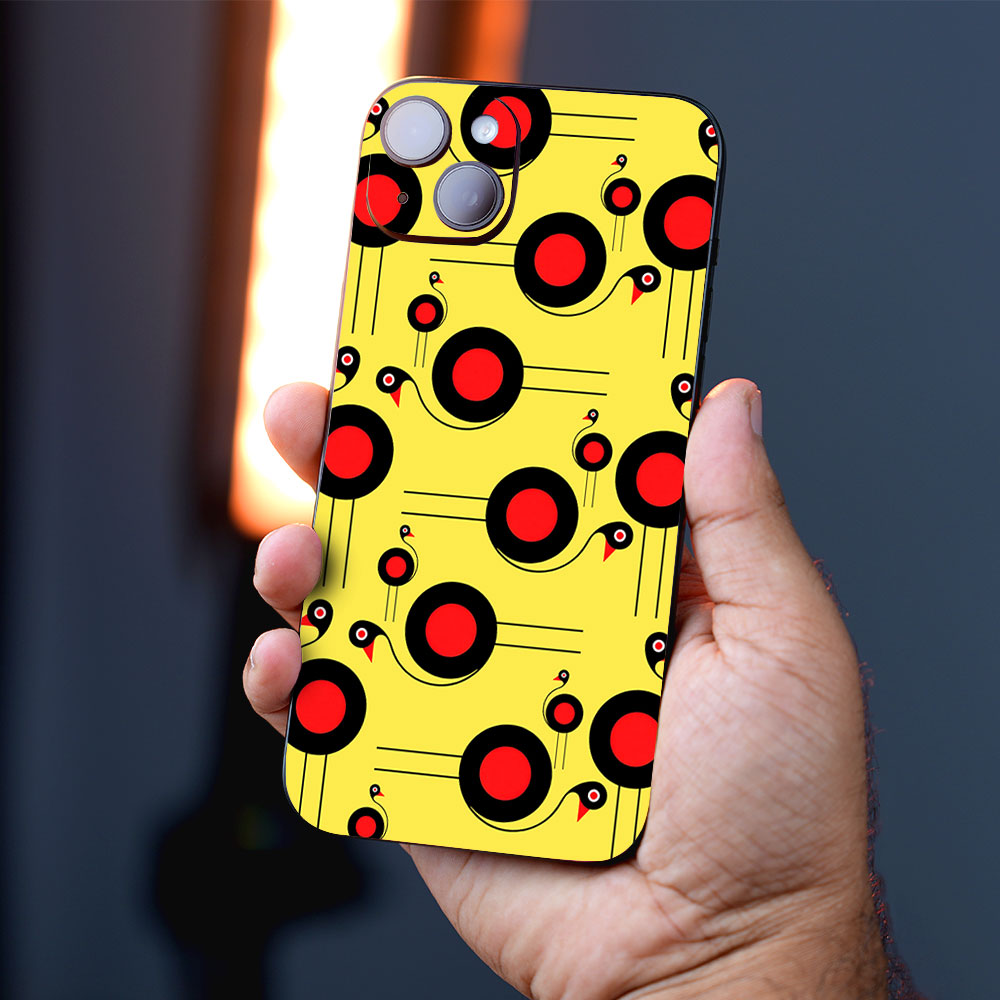 Red-Eyed Birds with Circles Mobile Skins
