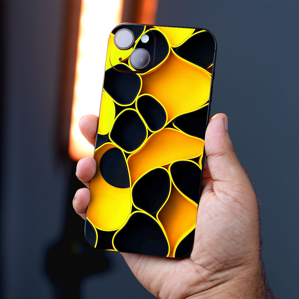 Black & Yellow Organic Shapes Mobile Skins