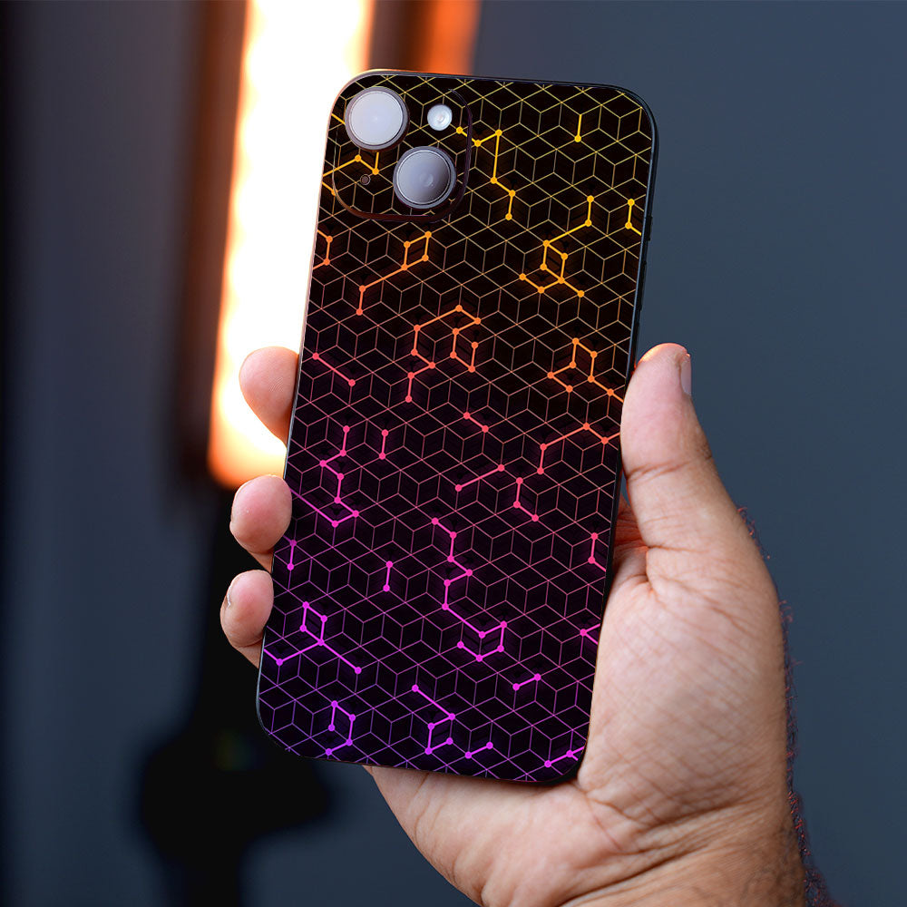 Neon Prism Grid Mobile Skins