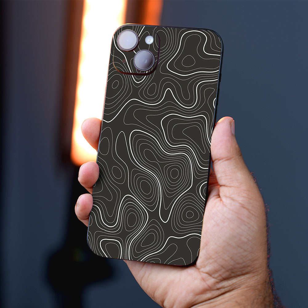 Greyscale Topographic Lines Mobile Skins