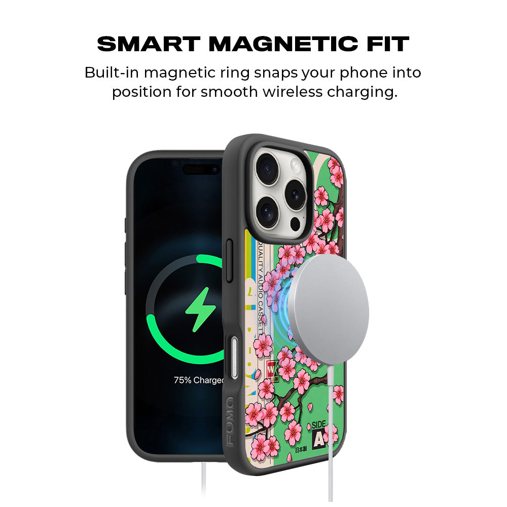 Retro Sakura Blossom Skin with Shockguard Armour Magsafe Case for Apple iPhone 16 Pro Max