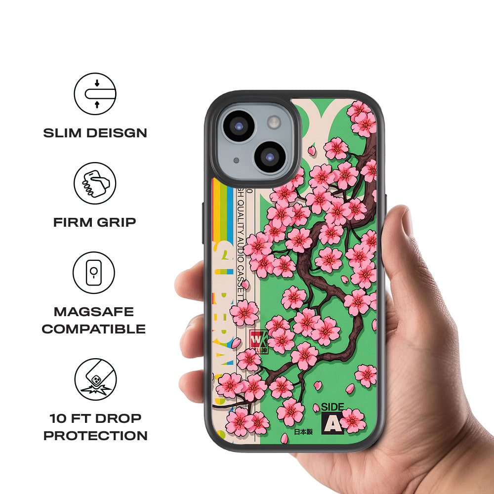 Retro Sakura Blossom Skin with Shockguard Armour Magsafe Case for Apple iPhone 15