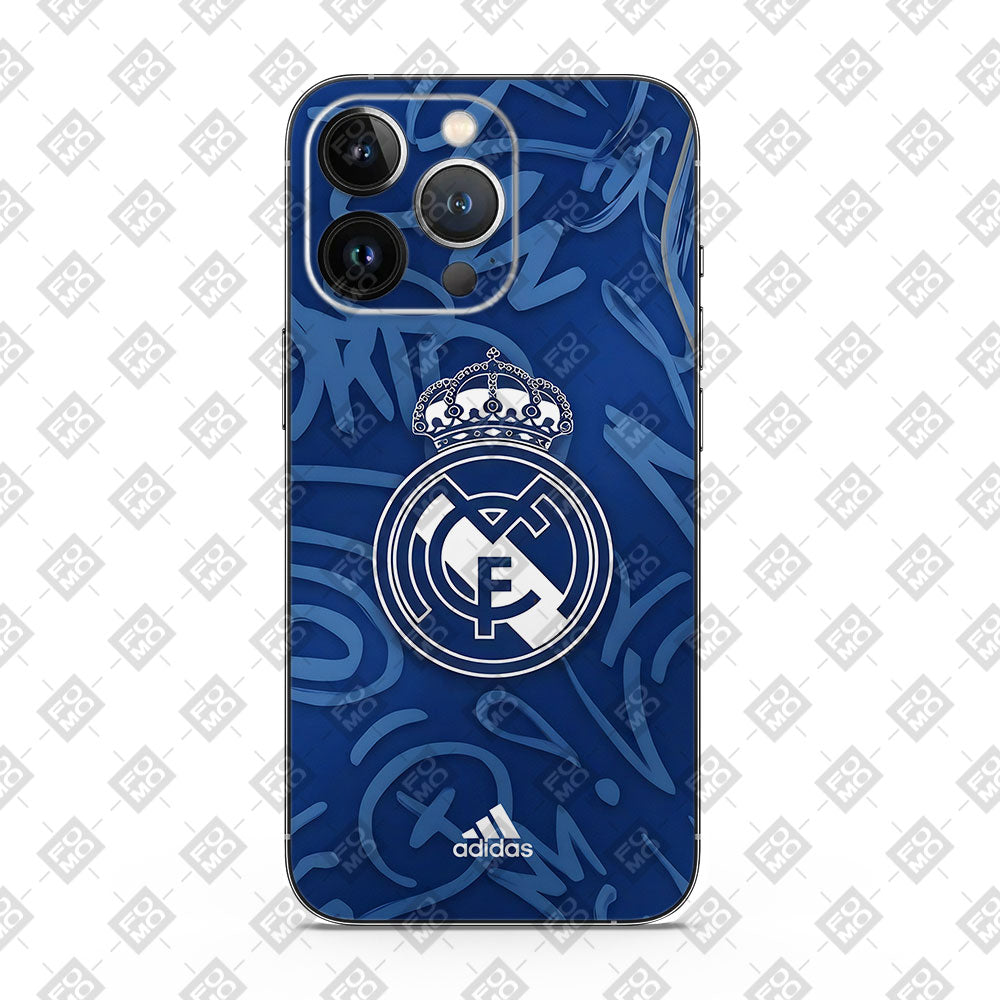 Real Madrid Blue Graffiti Crest Mobile Skin