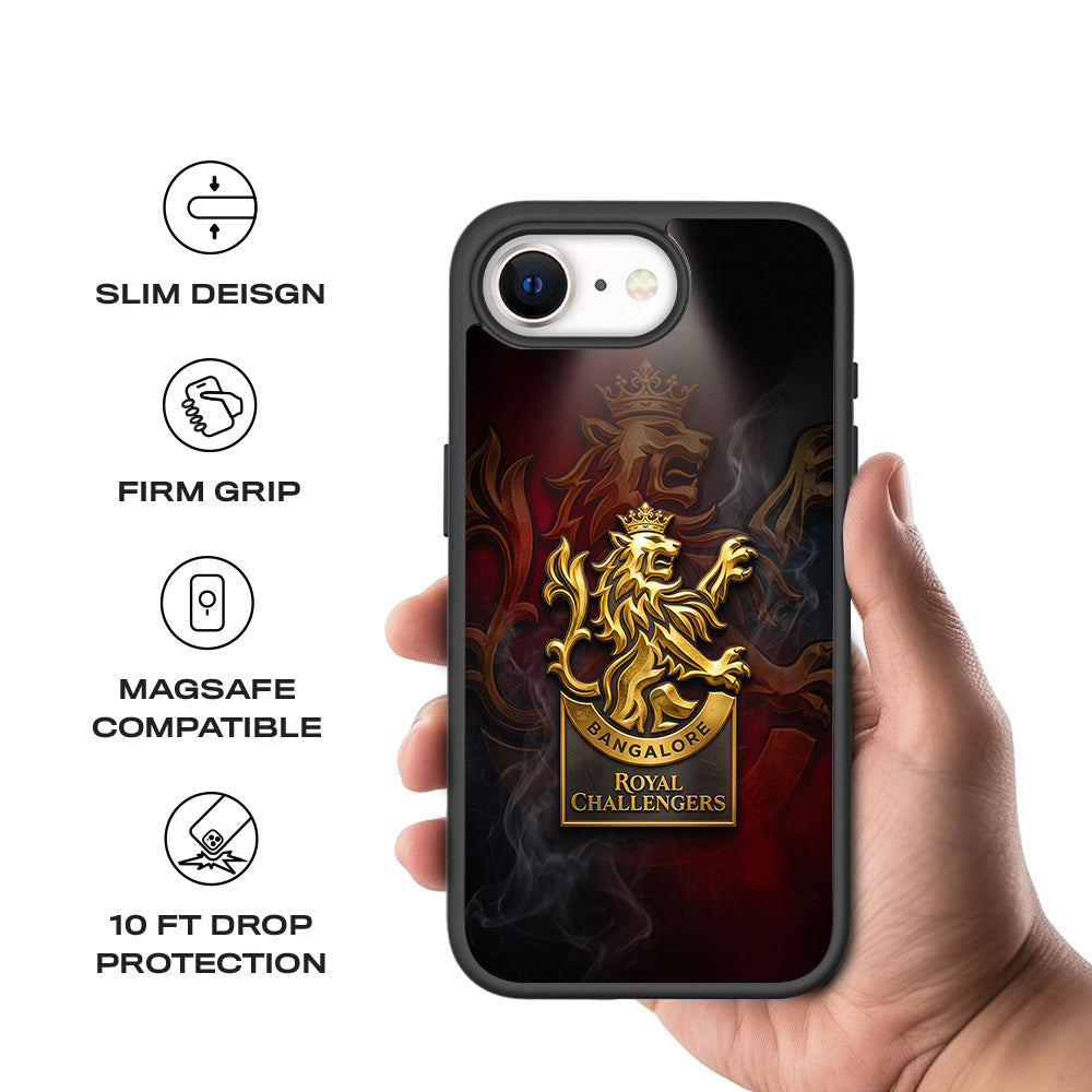 Royal Challengers Bangalore Golden Lion IPL Sports 3D Skin with Shockguard Armour Magsafe Case for Apple iPhone 16E