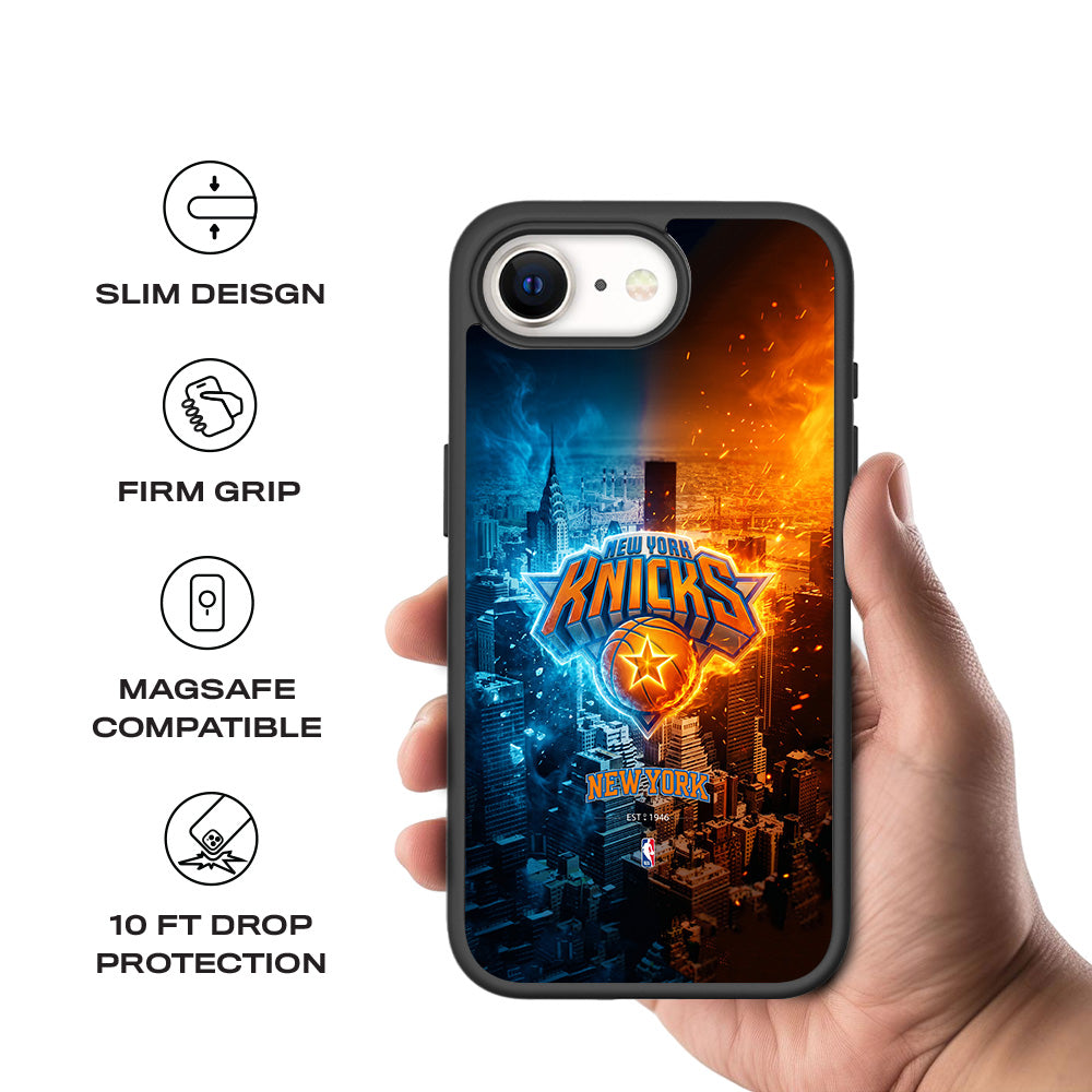 New York Knicks City Pride Sports 3D Skin with Shockguard Armour Magsafe Case for Apple iPhone 16E