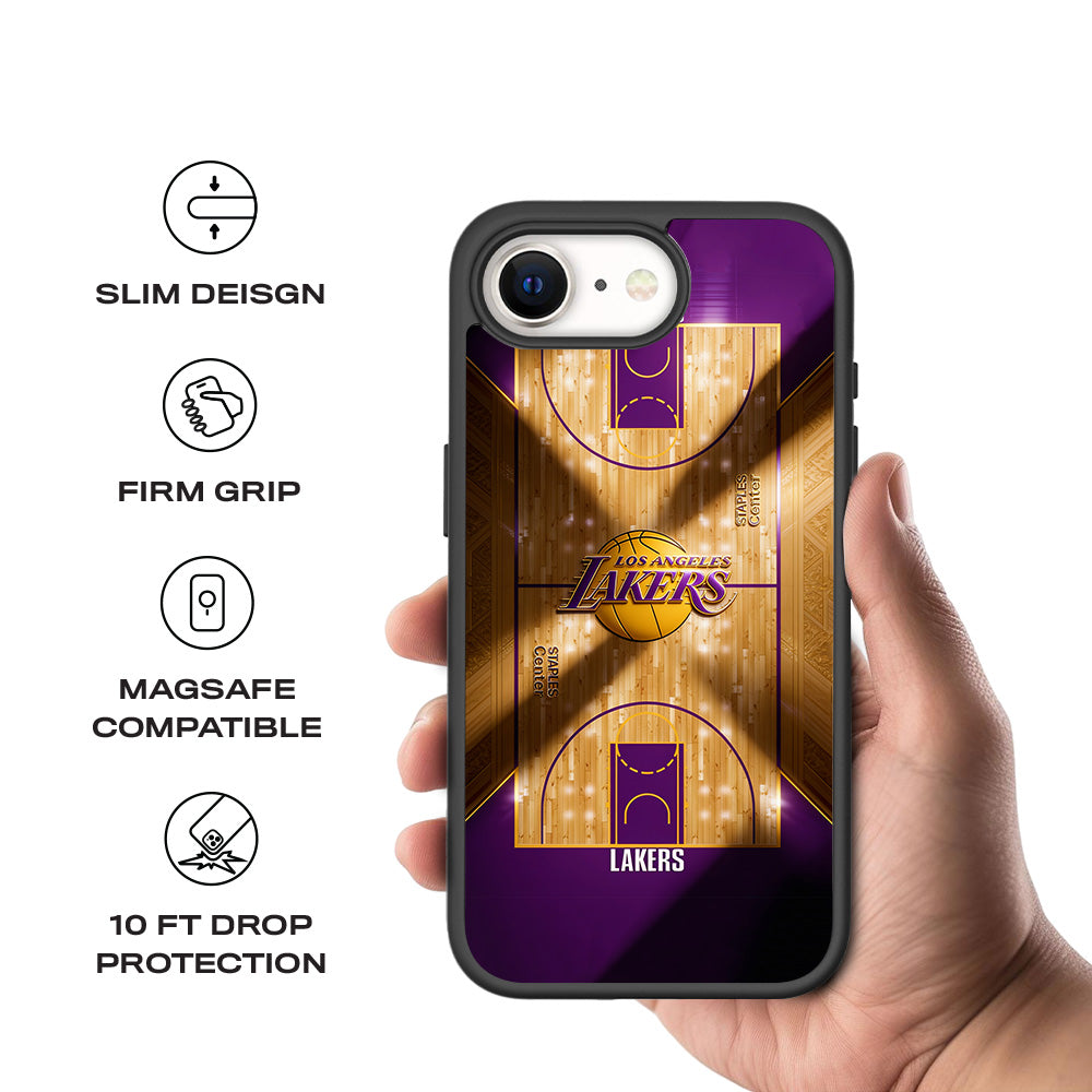 Lakers Championship Court Sports 3D Skin with Shockguard Armour Magsafe Case for Apple iPhone 16E