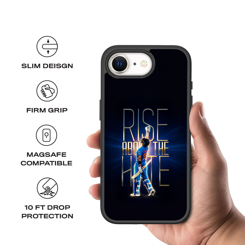 Rise Above The Hate Cricket Sports 3D Skin with Shockguard Armour Magsafe Case for Apple iPhone 16E