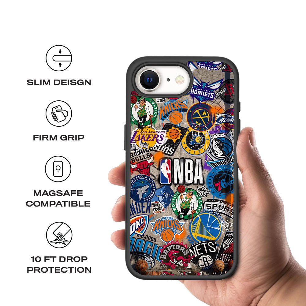 NBA Sticker Style Sports 3D Skin with Shockguard Armour Magsafe Case for Apple iPhone 16E
