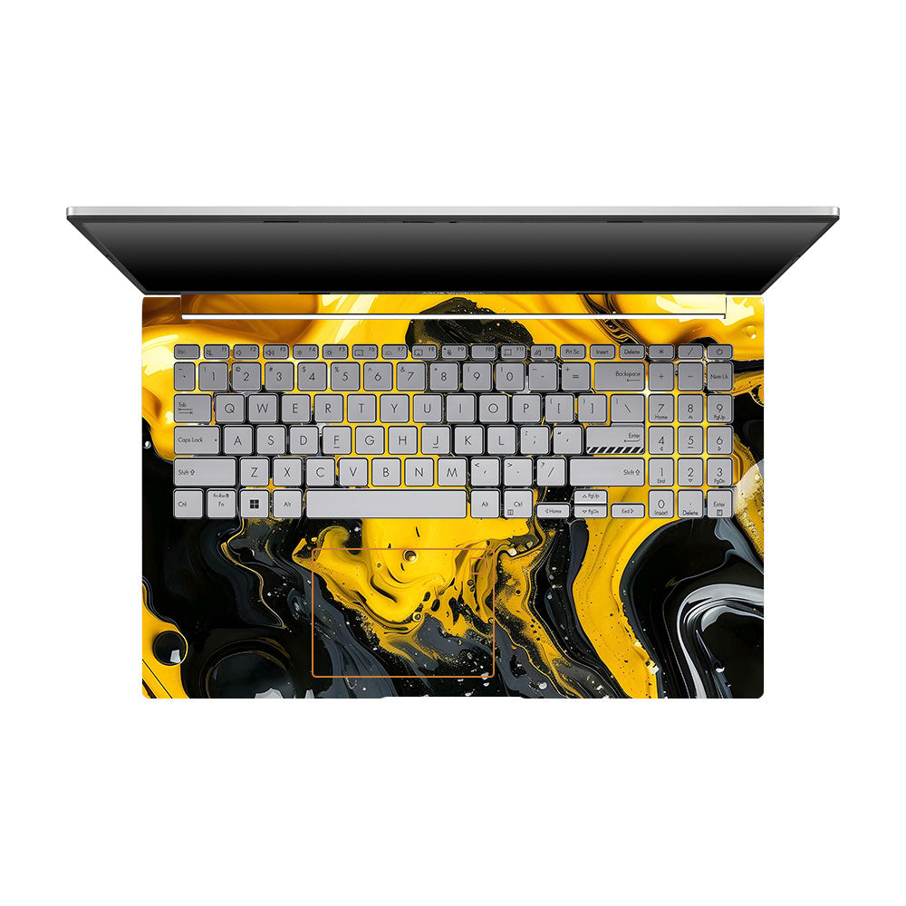Yellow and Black Paint Swirls Asus VivoBook 15 X1504VA Laptop Skin