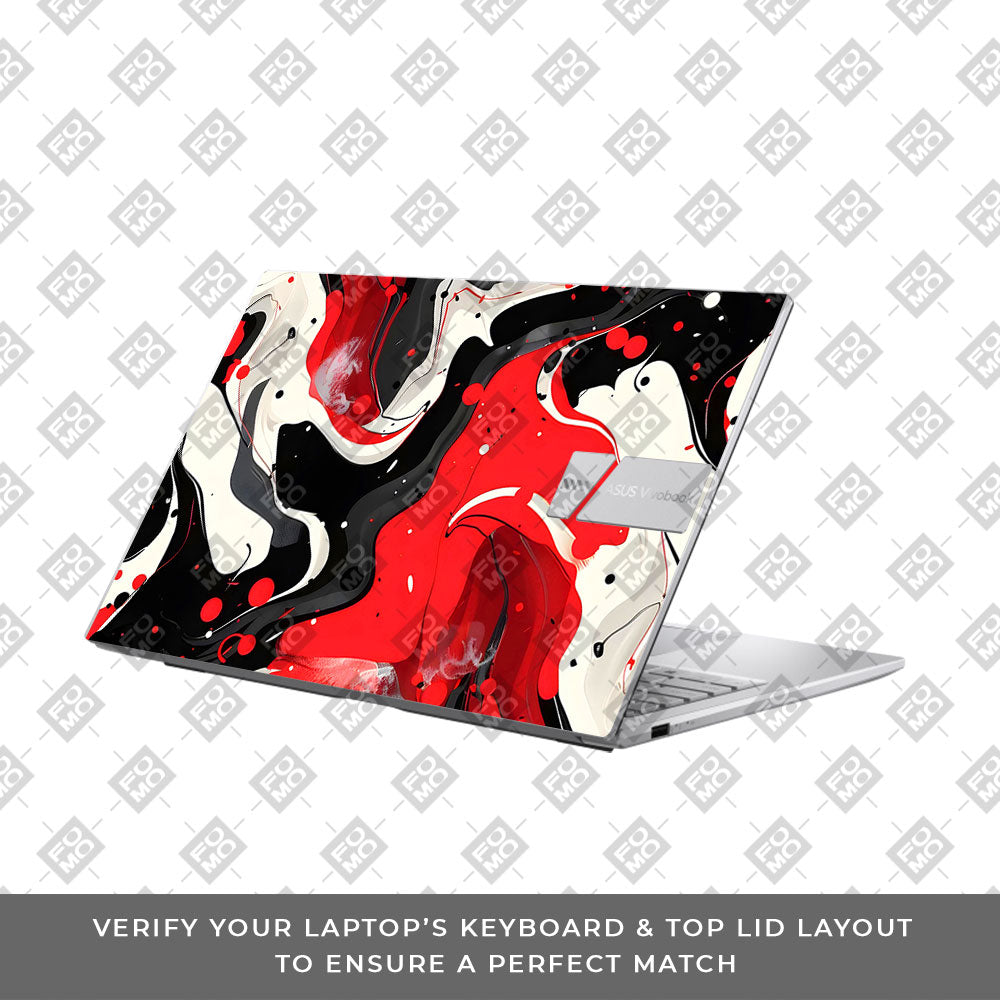 Red and White Paint Swirls Asus VivoBook 15 X1504VA Laptop Skin