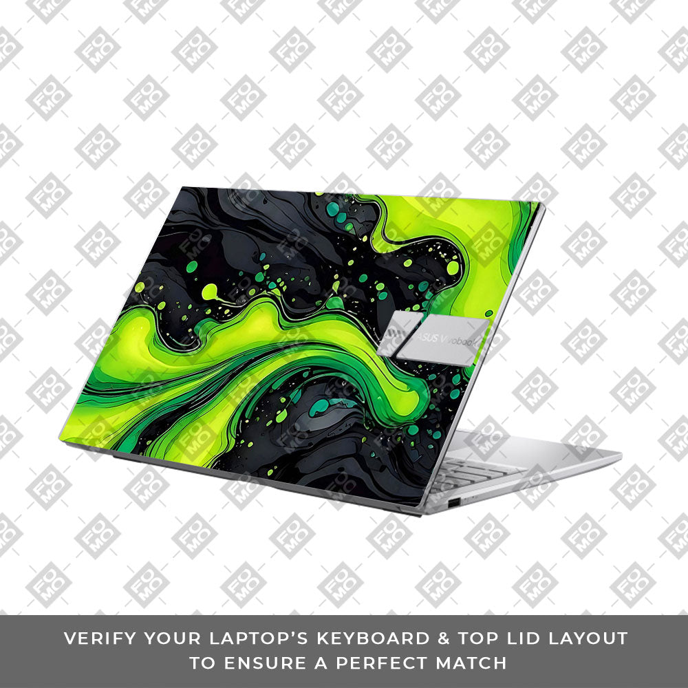 Neon Green Paint Swirls Asus VivoBook 15 X1504VA Laptop Skin